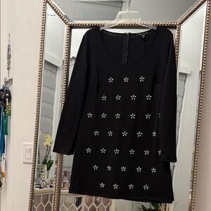 Chic Black Mini Dress with Floral Details